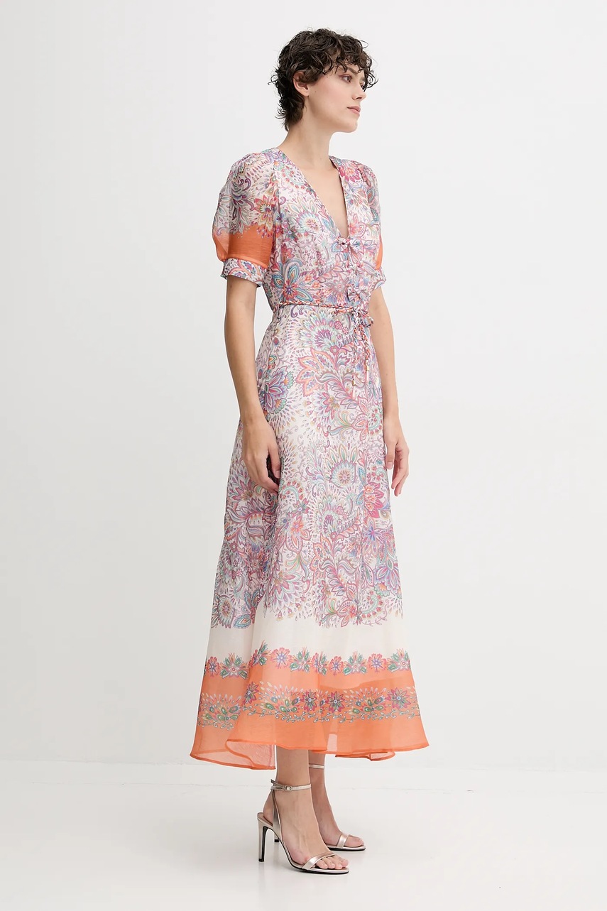 Сукня з додаванням шовку Hale BOB колір білий maxi розкльошена 55AL612M