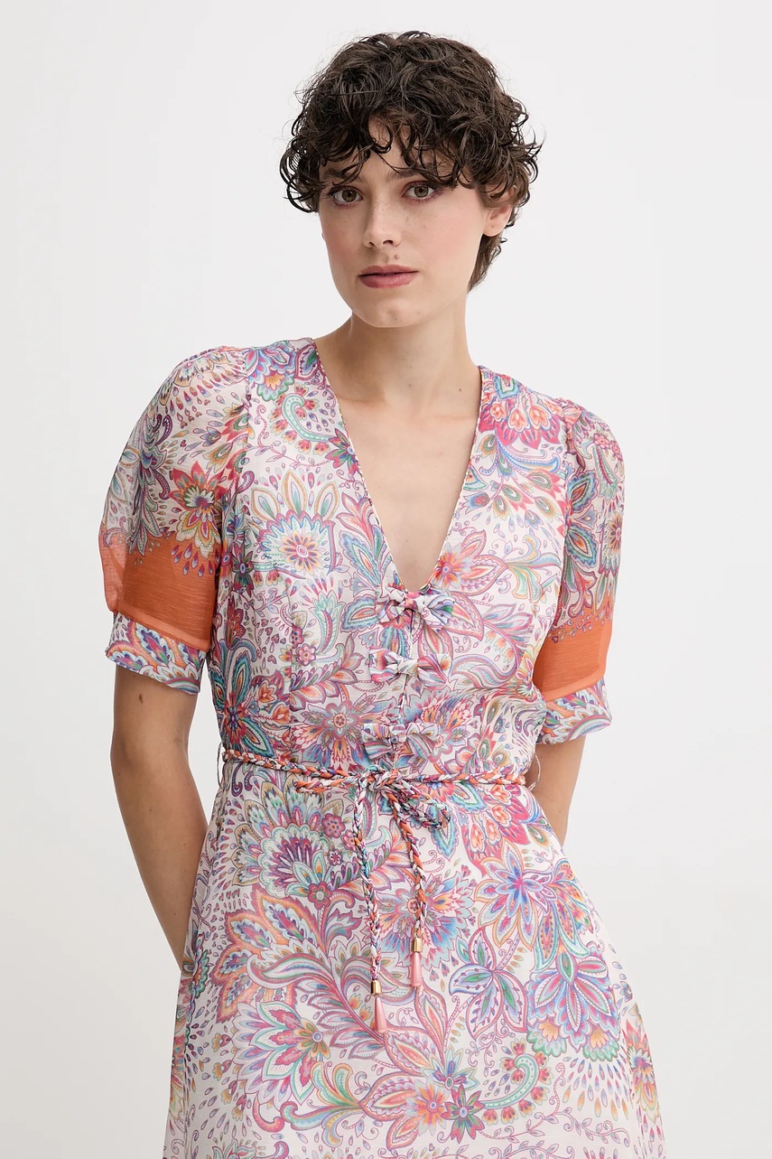 Сукня з додаванням шовку Hale BOB колір білий maxi розкльошена 55AL612M