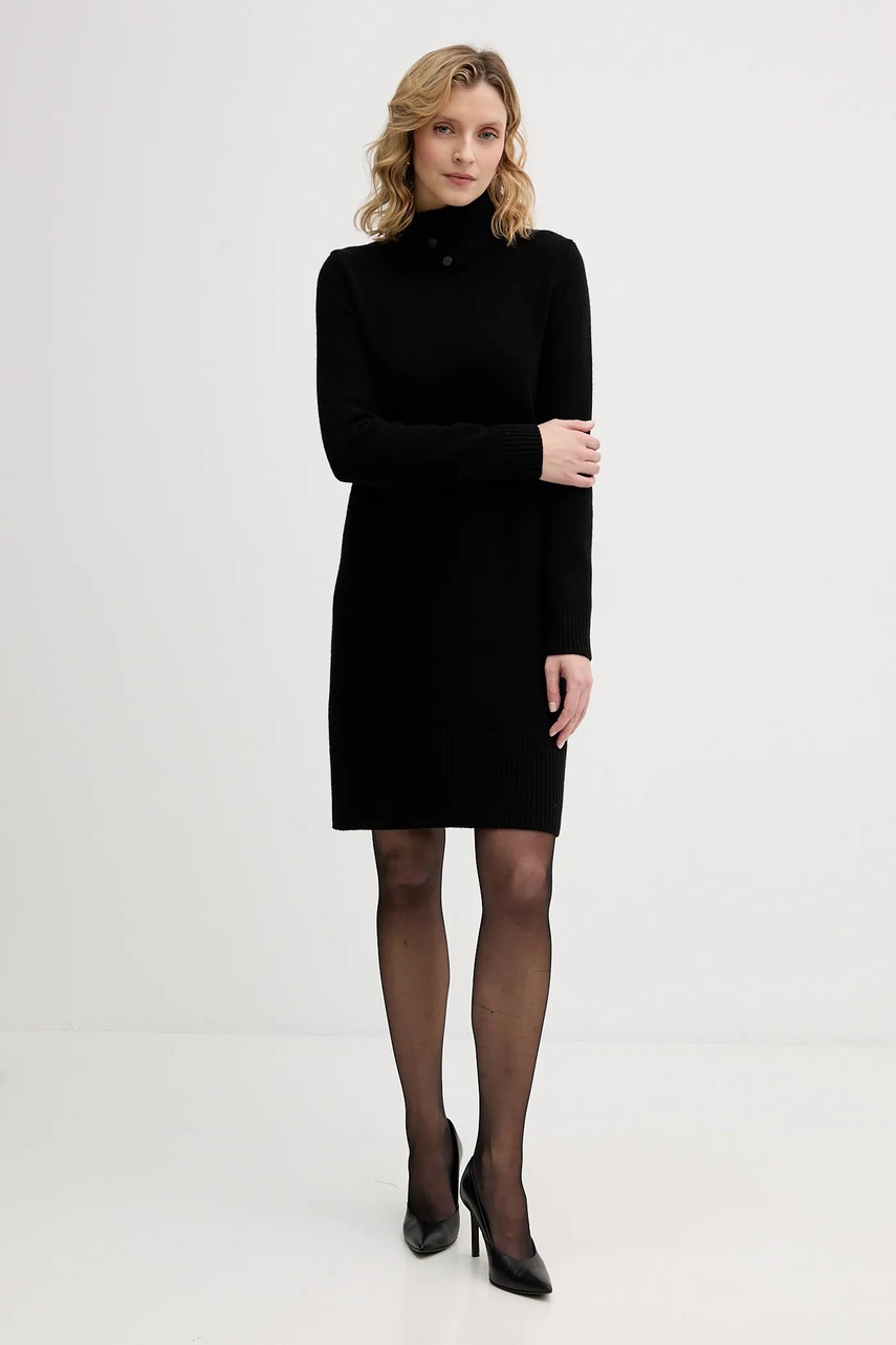 Сукня з додаванням вовни United Colors of Benetton колір чорний midi облягаюча 1444DV02F