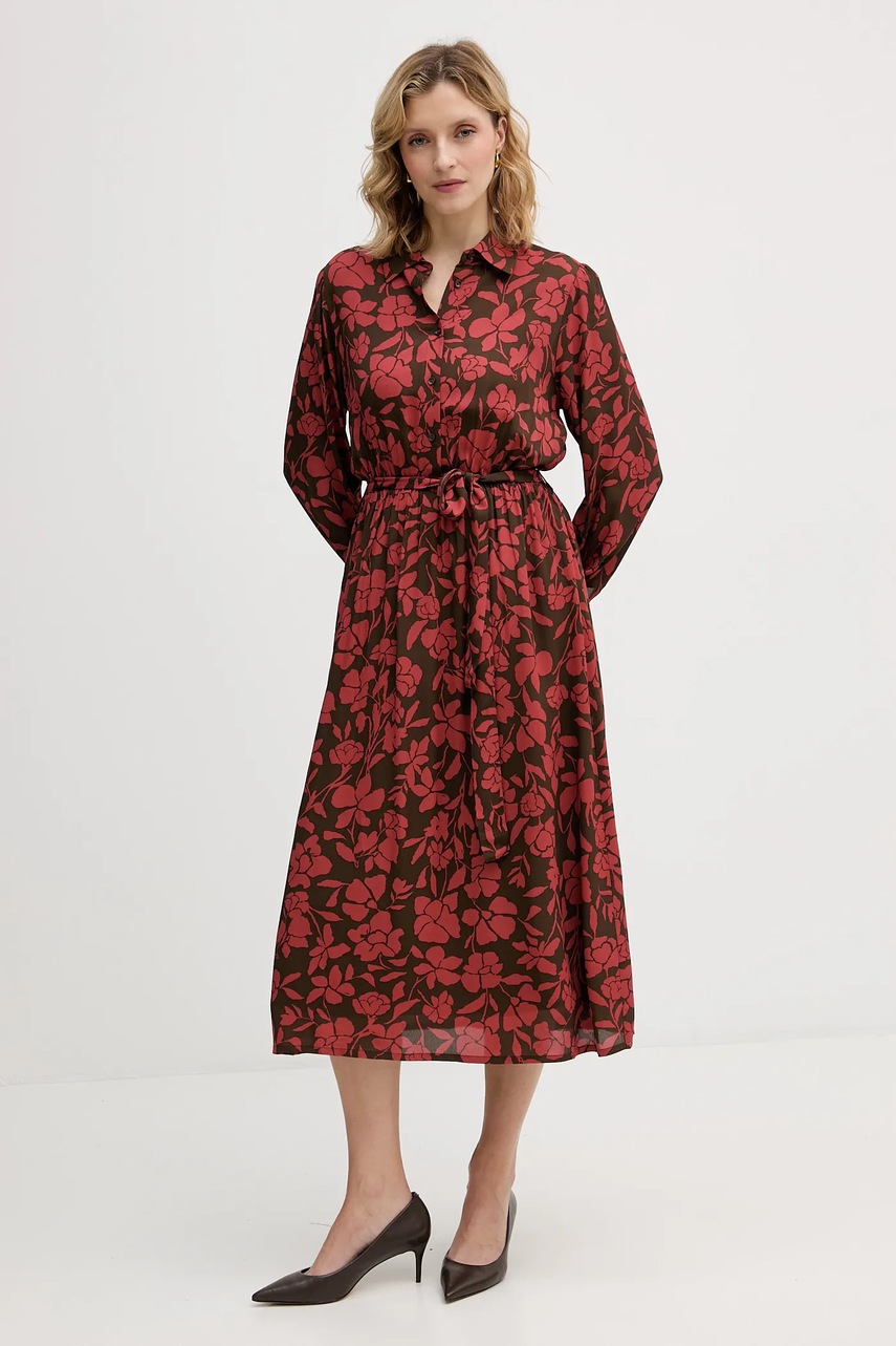 Сукня United Colors of Benetton колір червоний midi розкльошена 40IGDV0C1