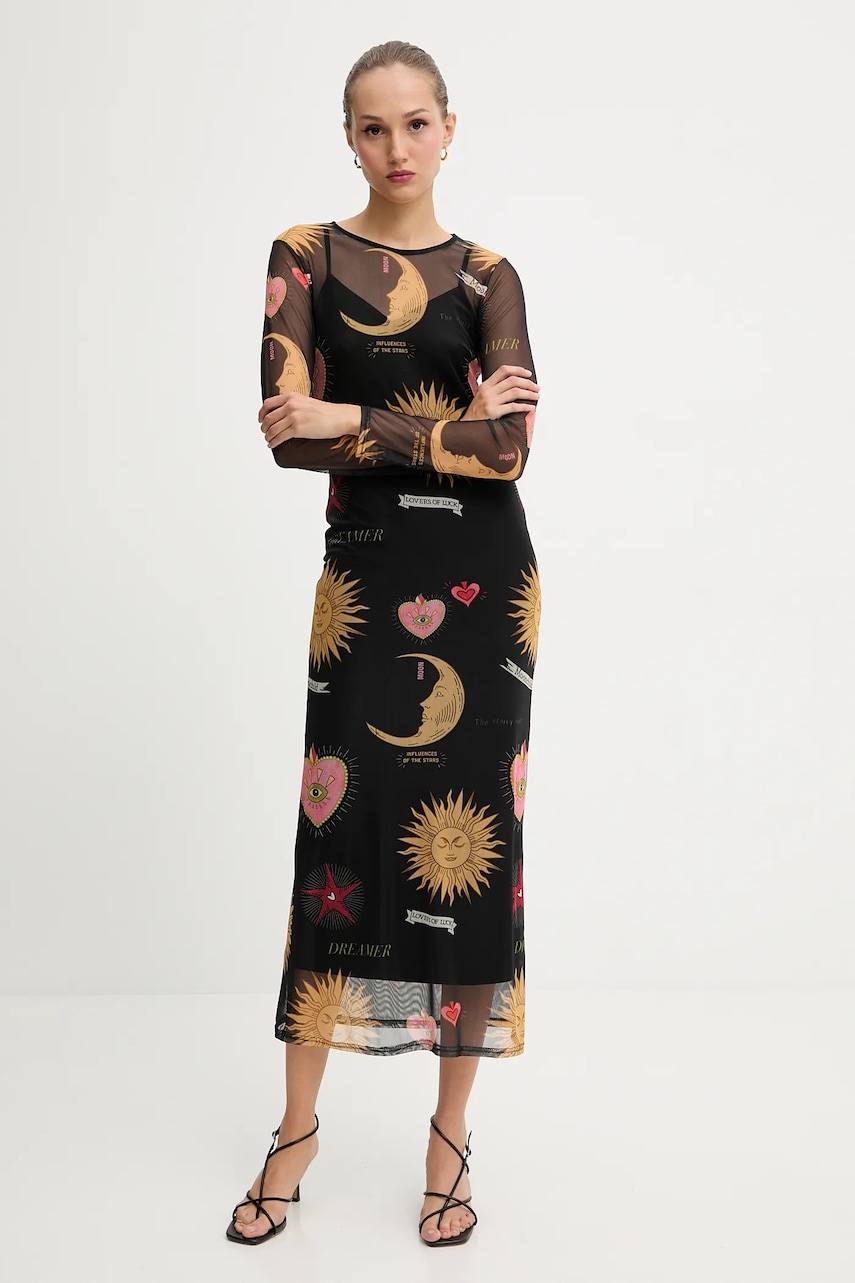 Never Fully Dressed rochie culoarea negru, maxi, mulată, NFDDR1801