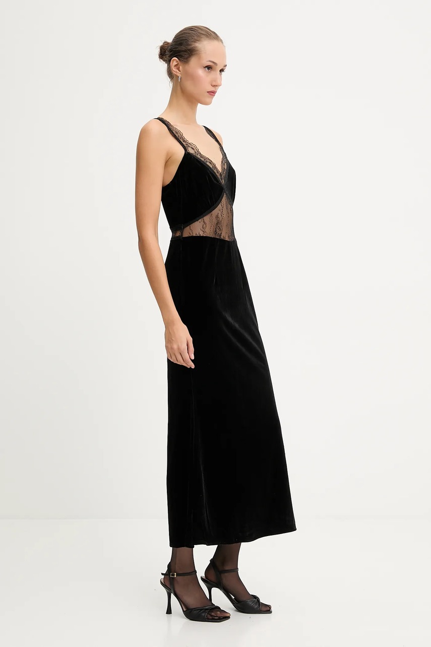 Велюрова сукня Never Fully Dressed колір чорний maxi пряма NFDDR3012