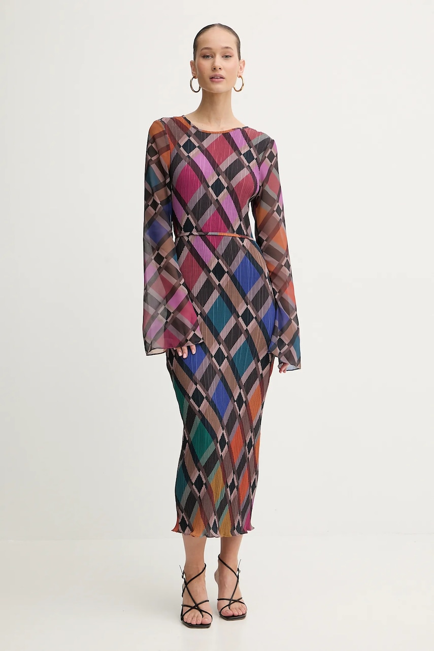 Never Fully Dressed rochie culoarea maro, midi, drept, NFDDR3029