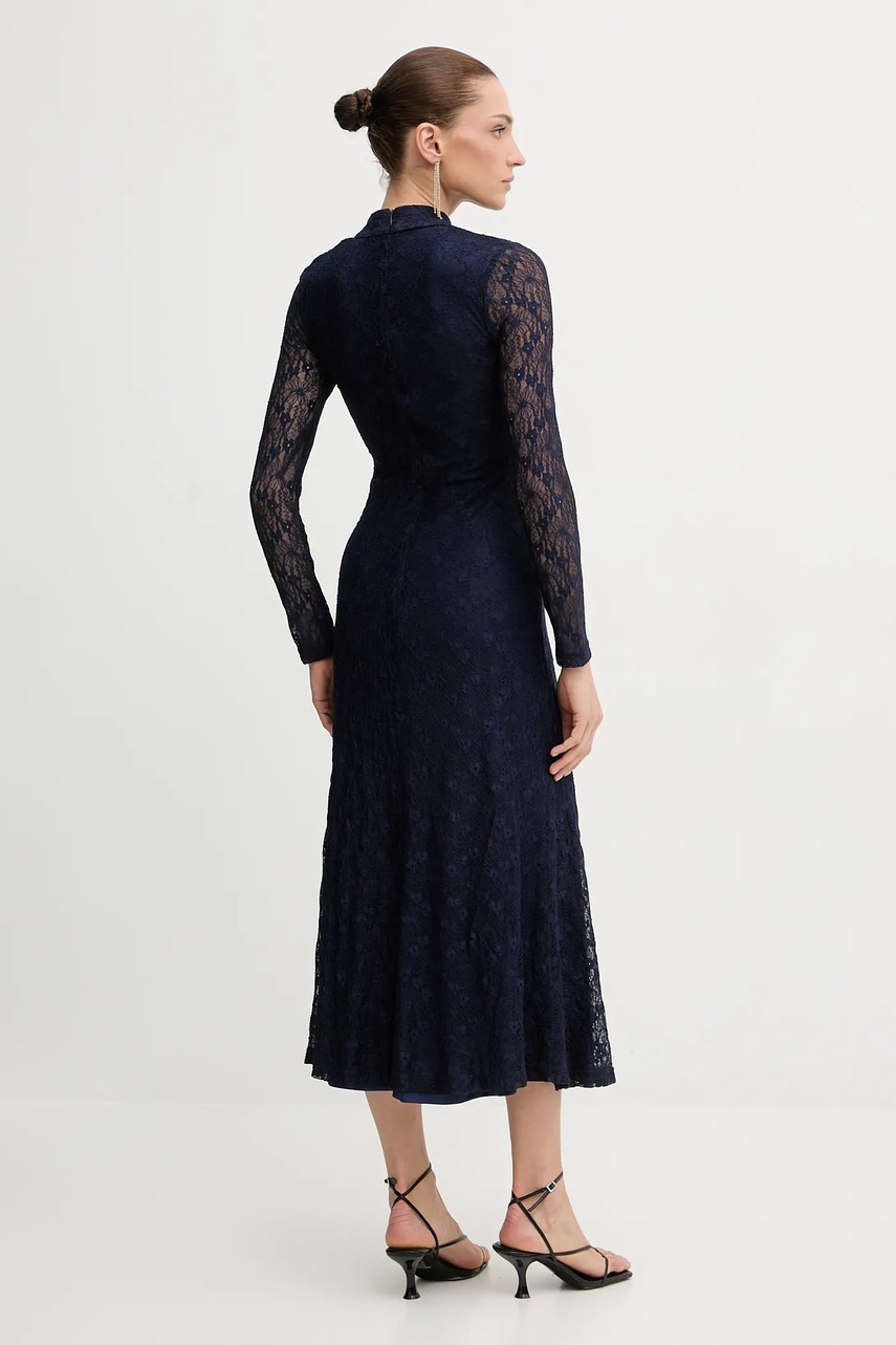 Сукня Bardot колір синій midi розкльошена 59476DB2