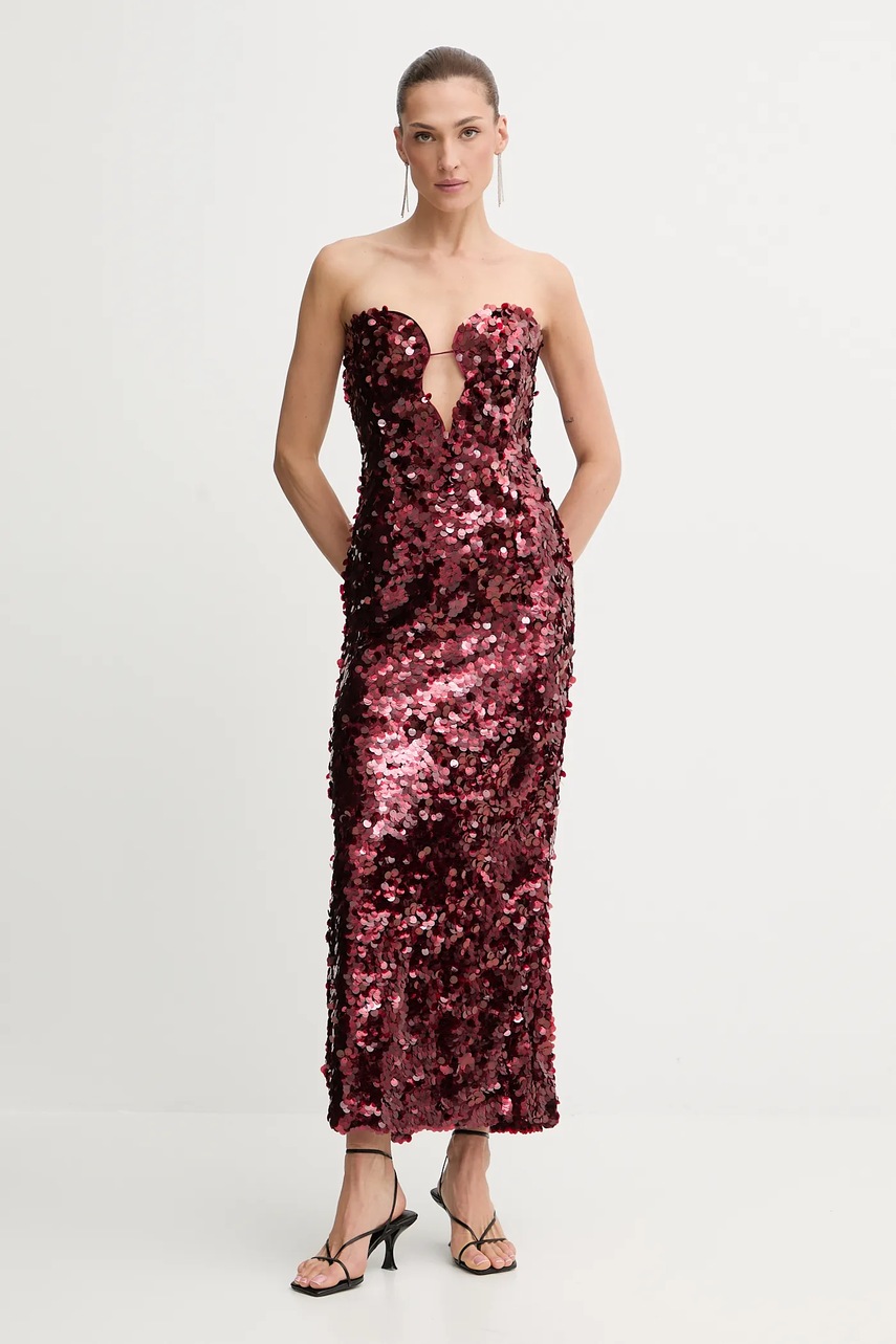 Bardot rochie culoarea roșu, mini, evazați, 59946DB1