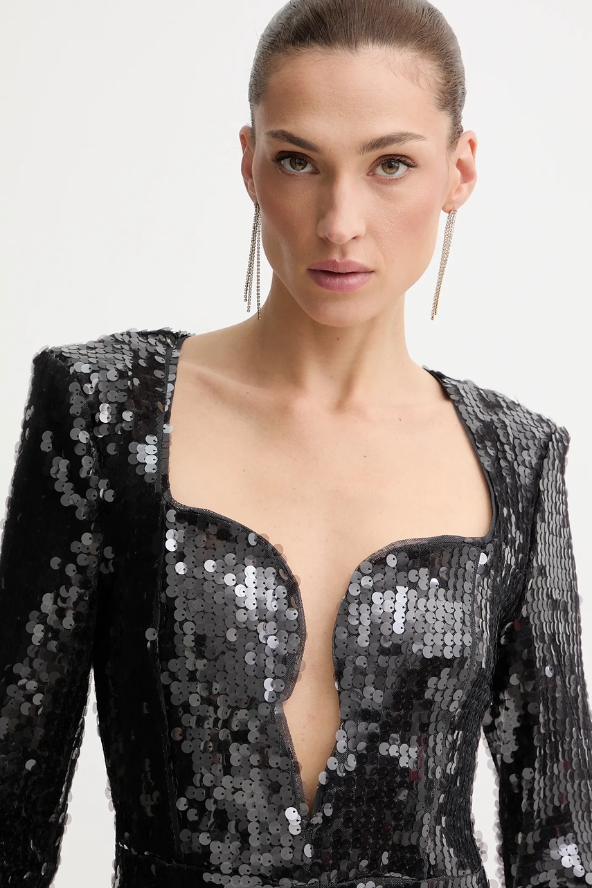 Сукня Bardot колір сірий mini розкльошена 60120DB