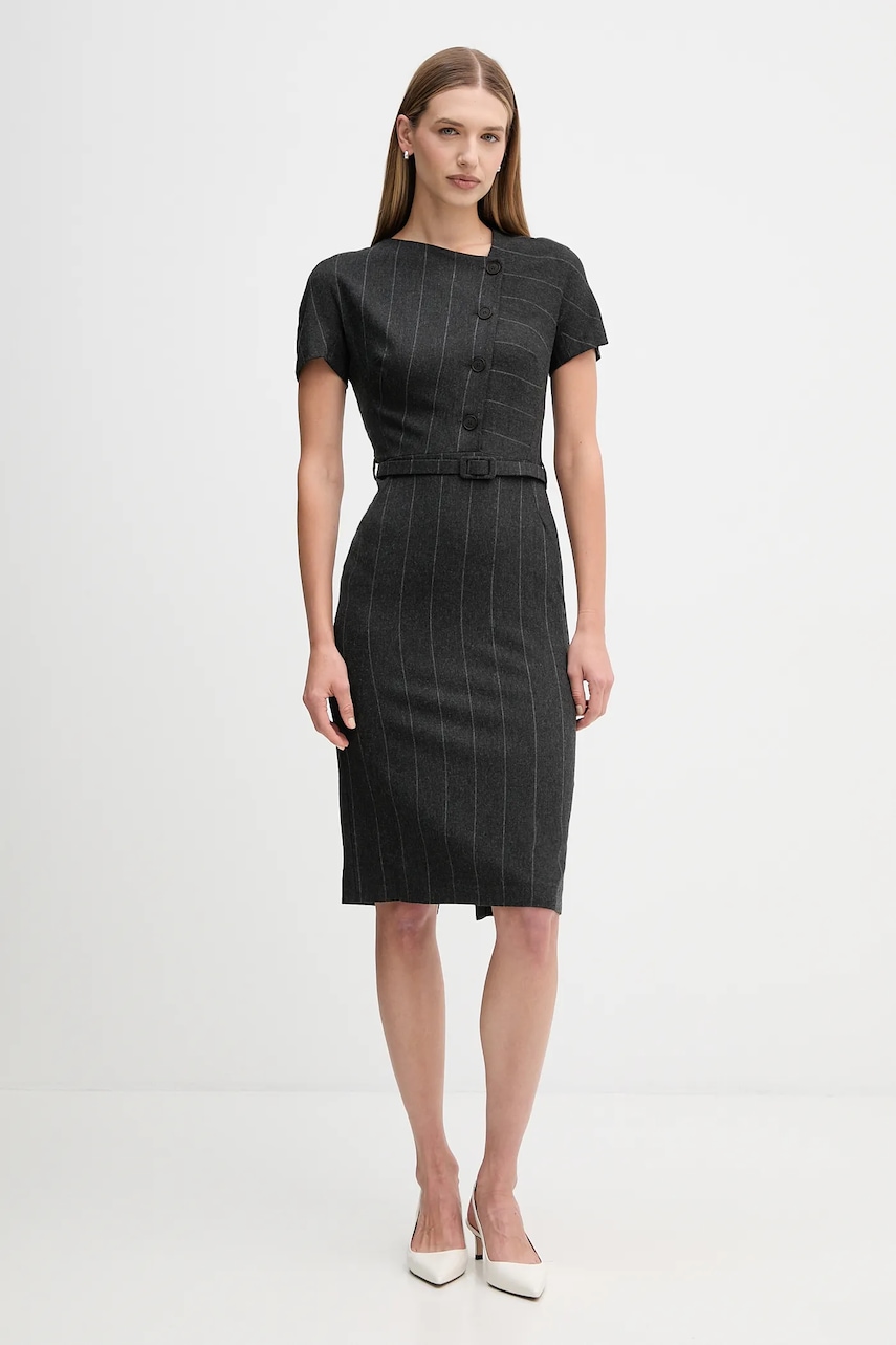 Sandro Ferrone rochie cu lână culoarea gri, midi, drept, S23YBFBICCHIERE