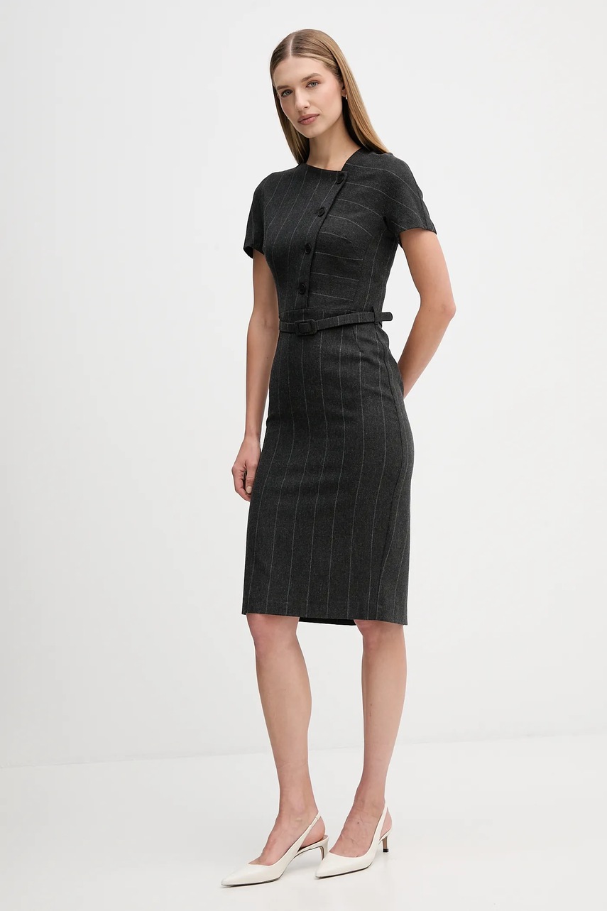 Сукня з додаванням вовни Sandro Ferrone колір сірий midi пряма S23YBFBICCHIERE