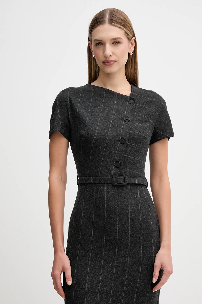 Сукня з додаванням вовни Sandro Ferrone колір сірий midi пряма S23YBFBICCHIERE