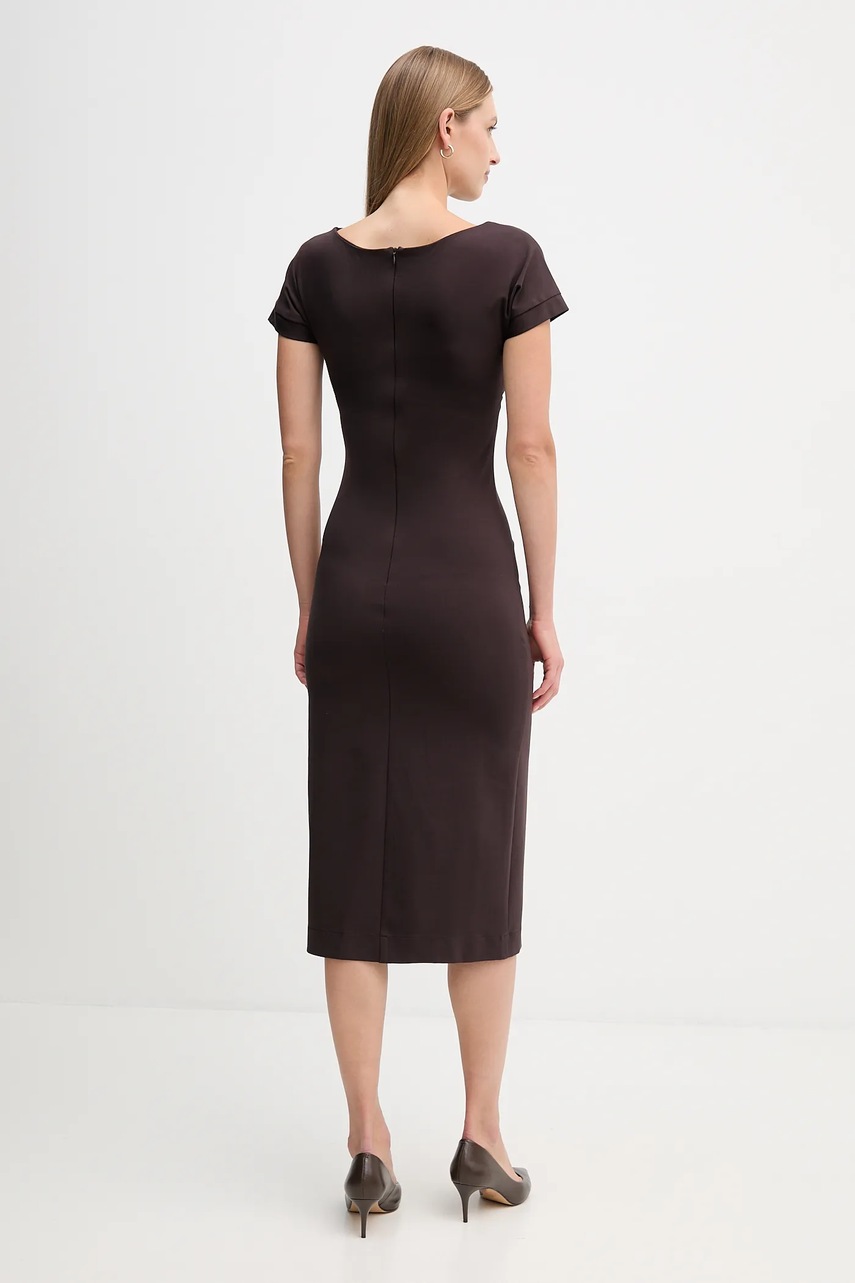 Сукня Sandro Ferrone колір коричневий midi розкльошена S23YBFBOMBO