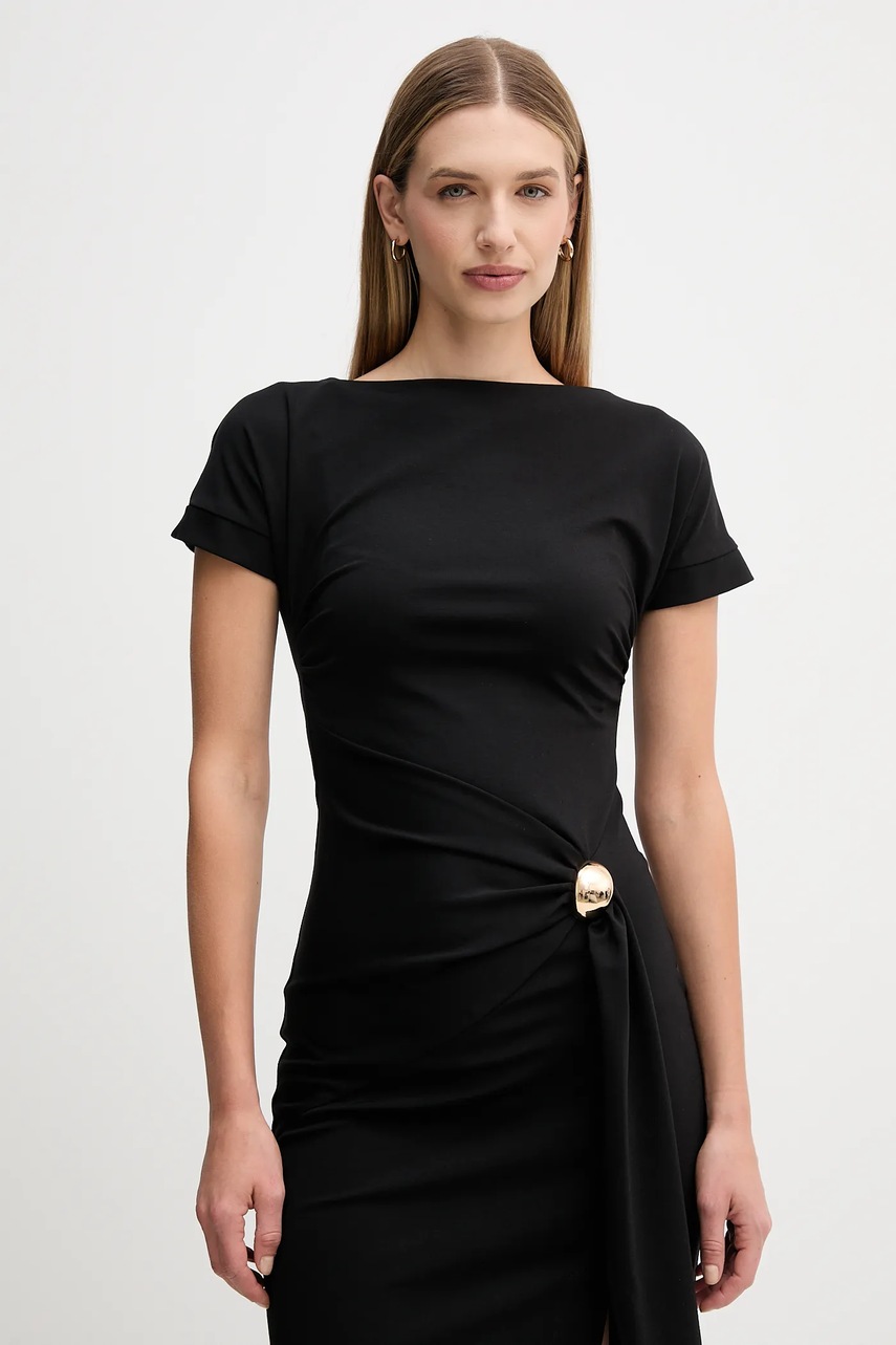 Сукня Sandro Ferrone колір чорний midi розкльошена S23YBFBOMBO