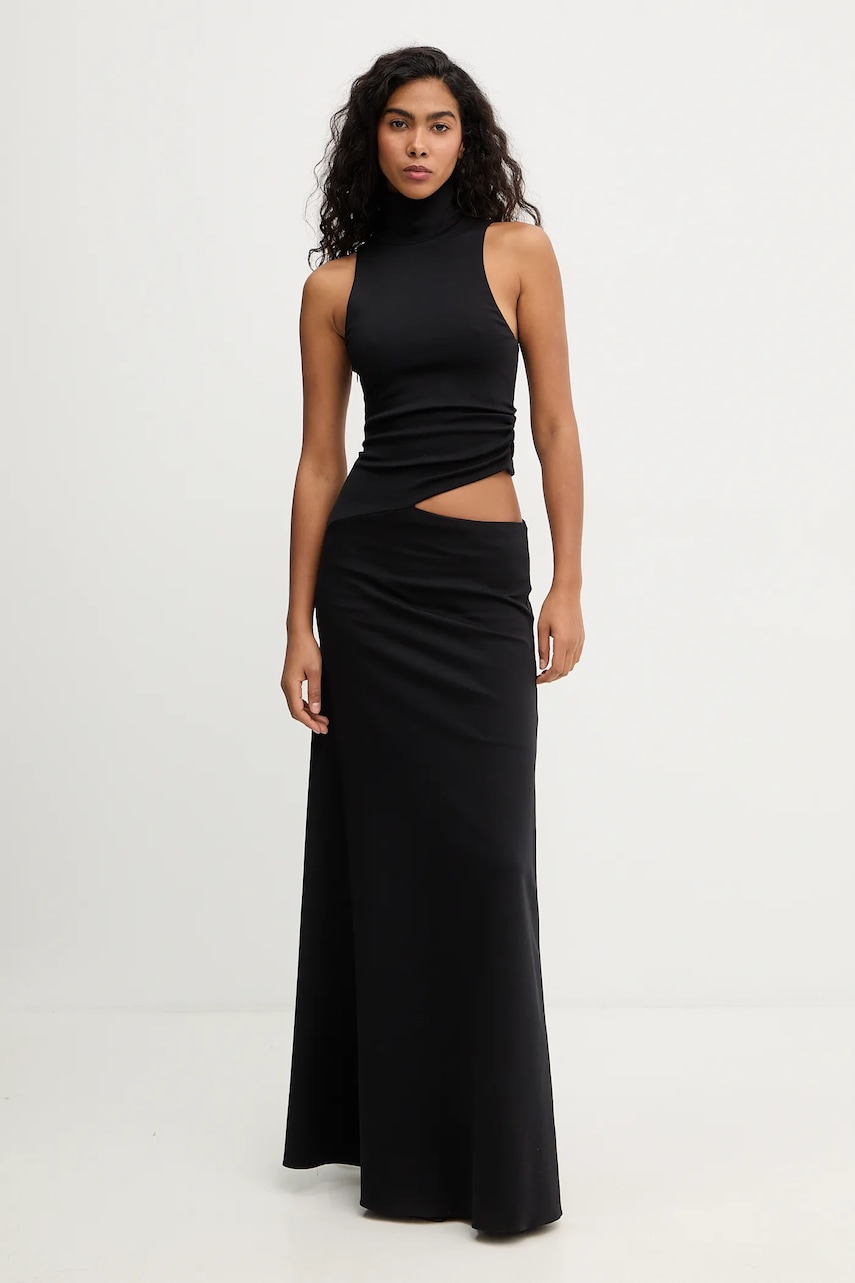 La Mania rochie ASHER culoarea negru, maxi, evazați, ASHER