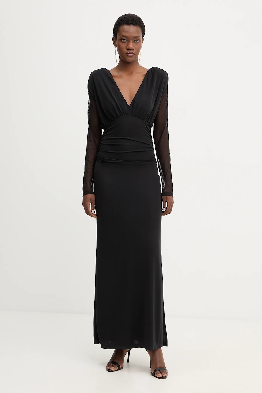Haveone rochie culoarea negru, maxi, mulată, AMI-P055