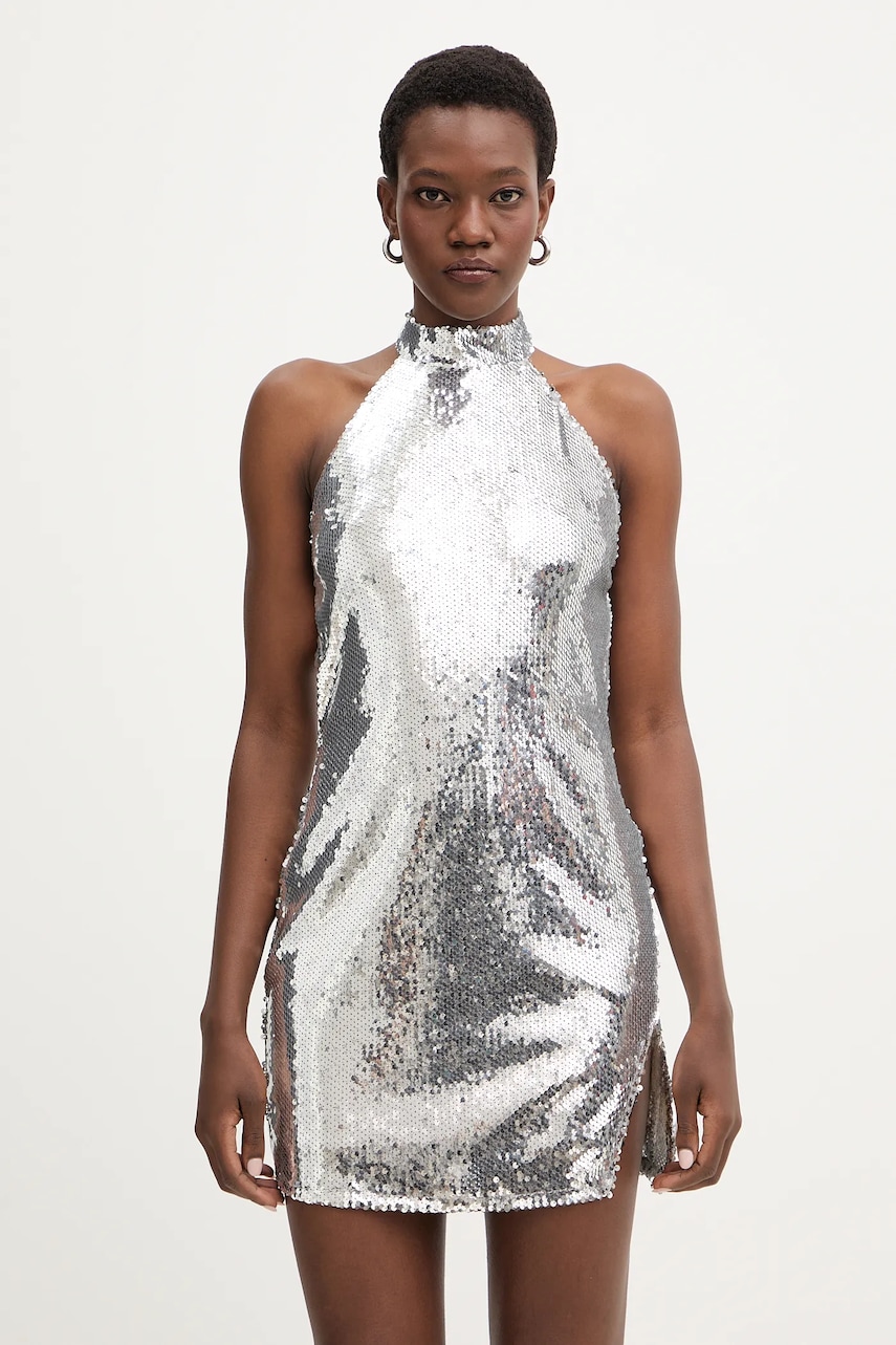 Haveone rochie culoarea argintiu, mini, mulată, AGE-P076