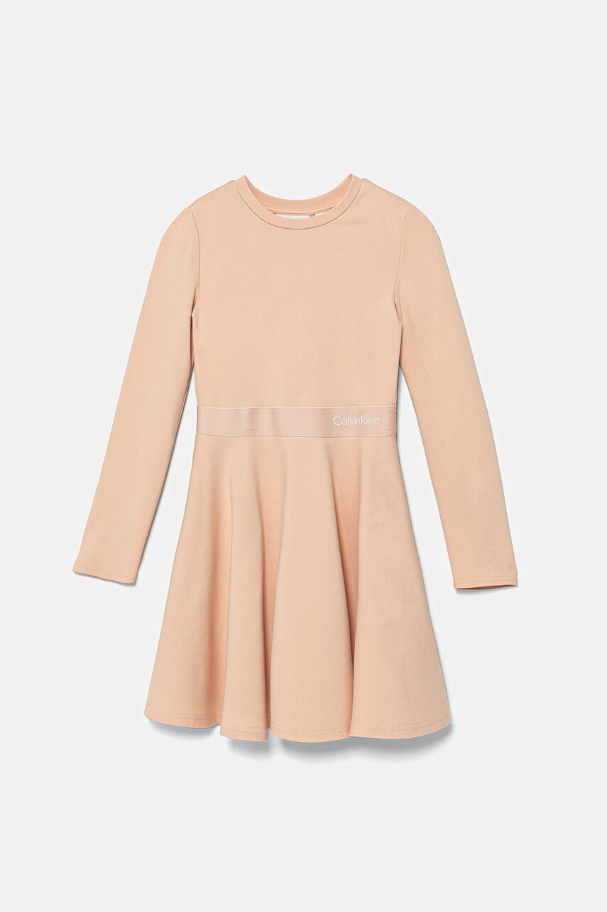 Levně Šaty Calvin Klein Jeans béžová barva, mini, IG0IG02666