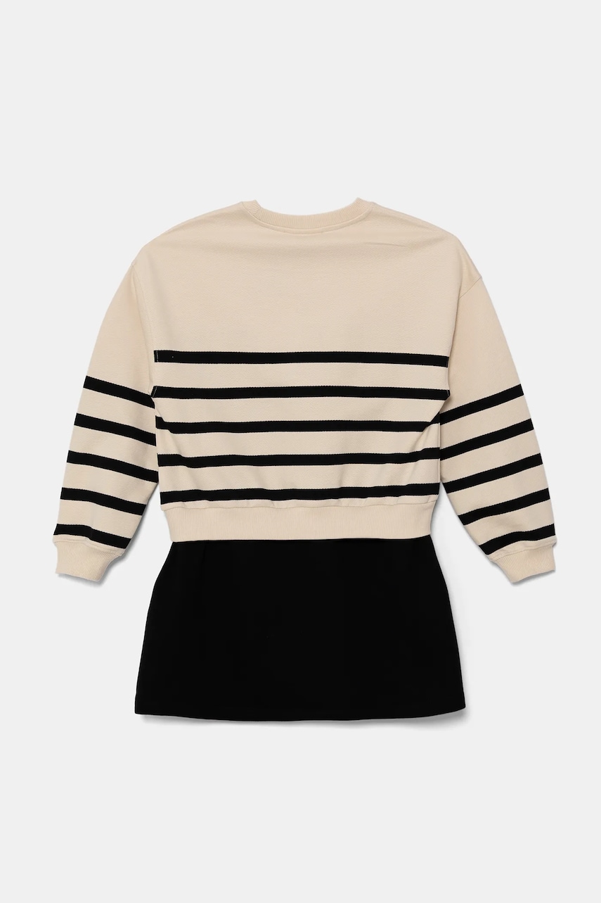 Хлопковое детское платье Calvin Klein Jeans цвет бежевый mini расклешённое IG0IG02963 Хлопковое детское платье Calvin Klein Jeans цвет бежевый mini расклешённое IG0IG02963