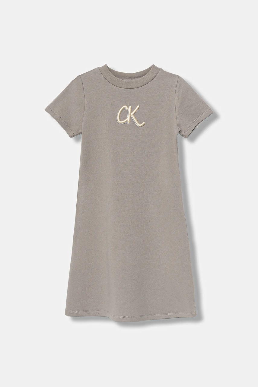 Levně Dívčí šaty Calvin Klein Jeans šedá barva, mini, IG0IG02966