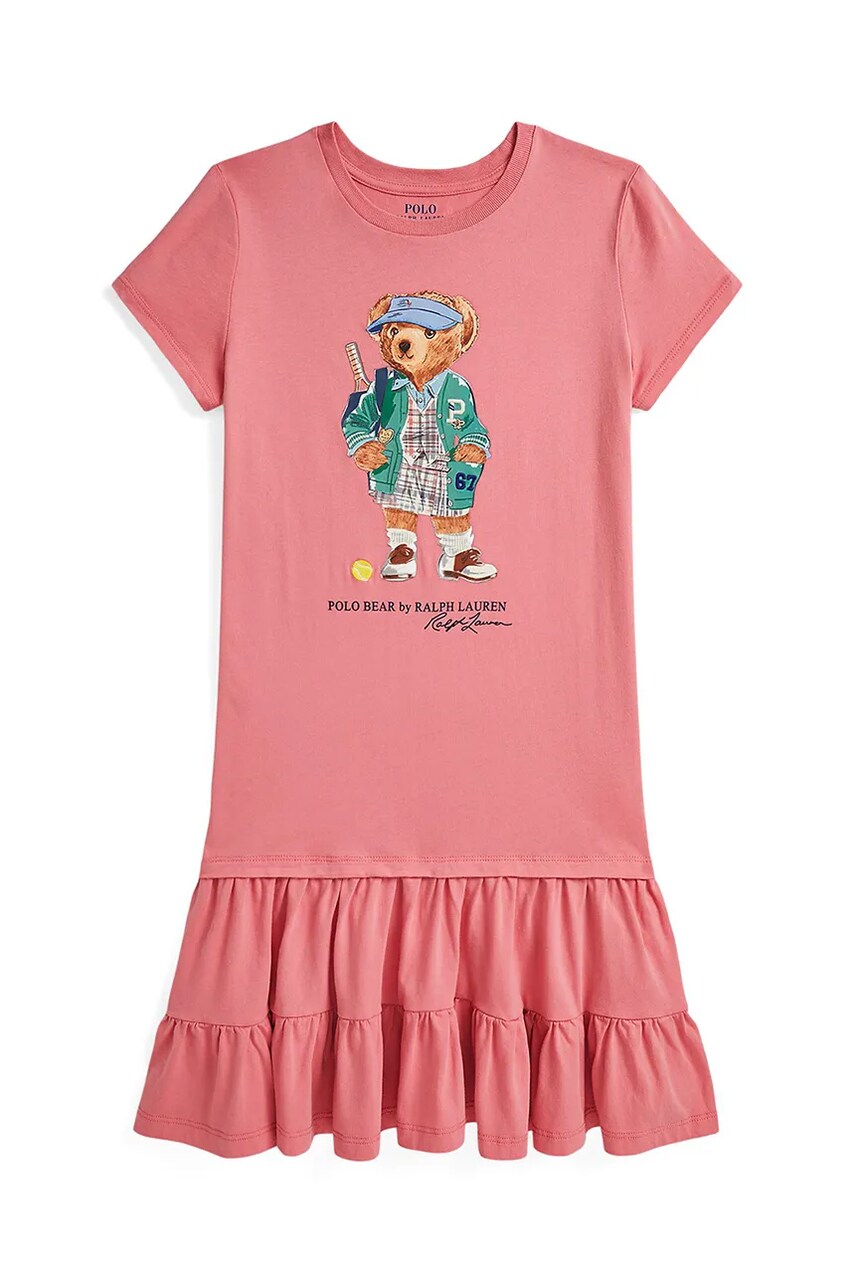 Levně Šaty Polo Ralph Lauren růžová barva, midi, 313971130001