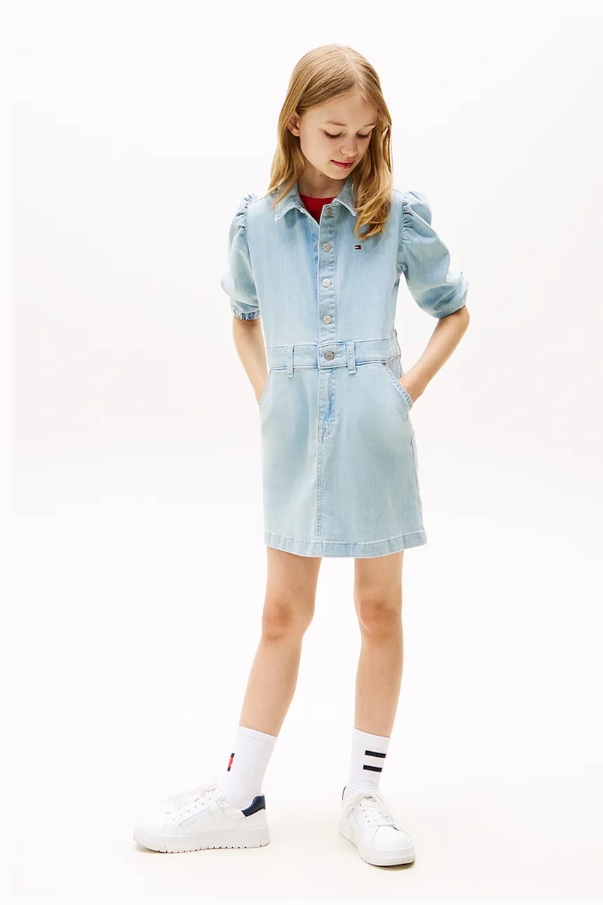 Levně Šaty Tommy Hilfiger modrá barva, midi, KG0KG08600