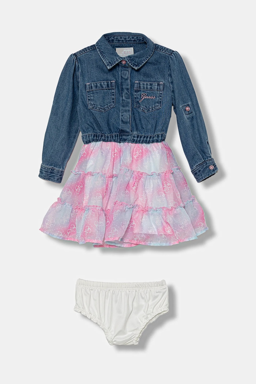 Levně Dívčí šaty Guess modrá barva, mini, A5YK03 D4EU0