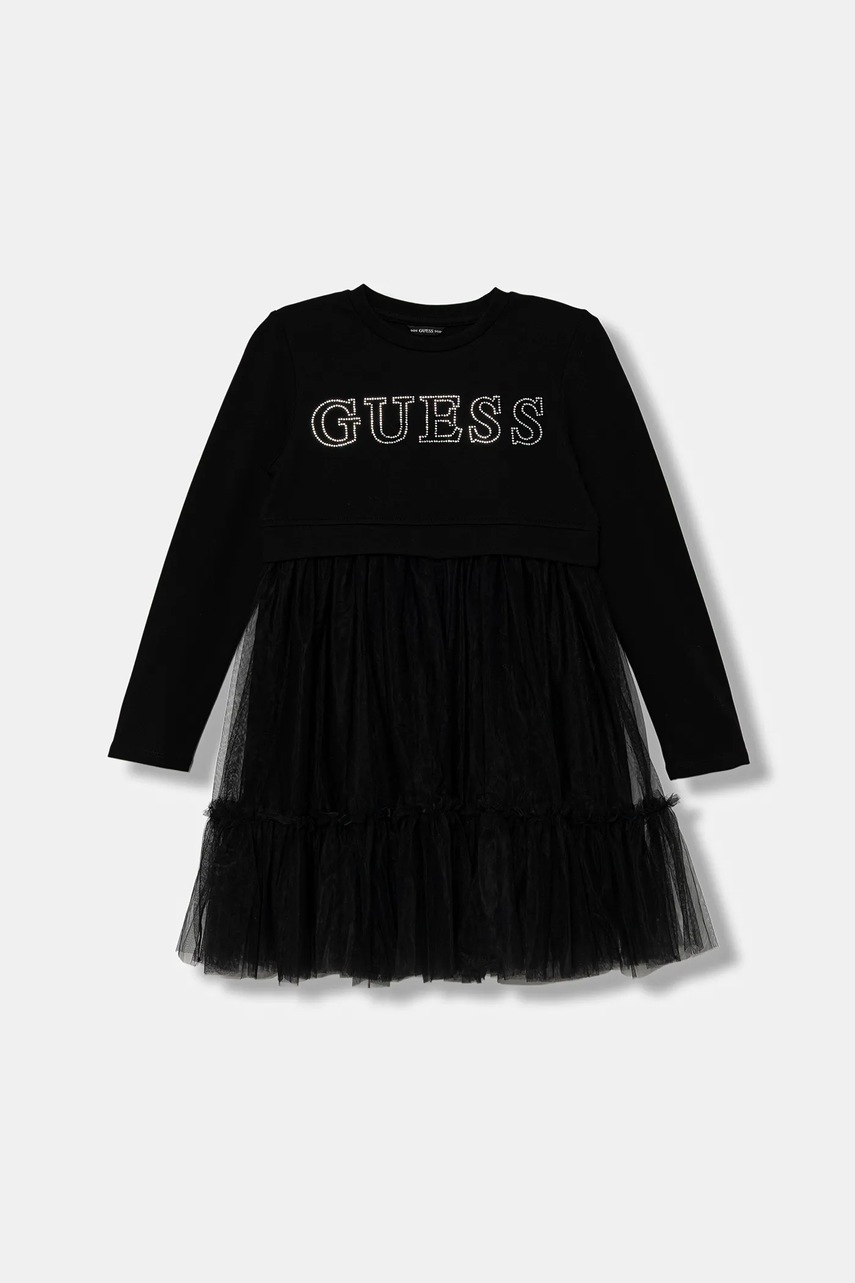 Levně Dívčí šaty Guess černá barva, mini, J5YK03 KAUH0