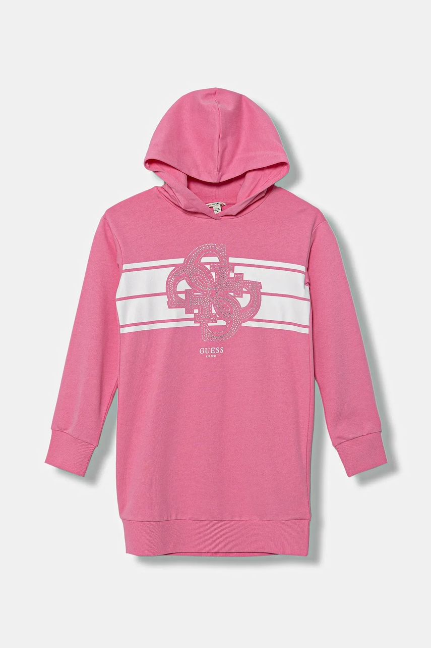 Levně Dětské bavlněné šaty Guess růžová barva, mini, J5YK04 KA6R4