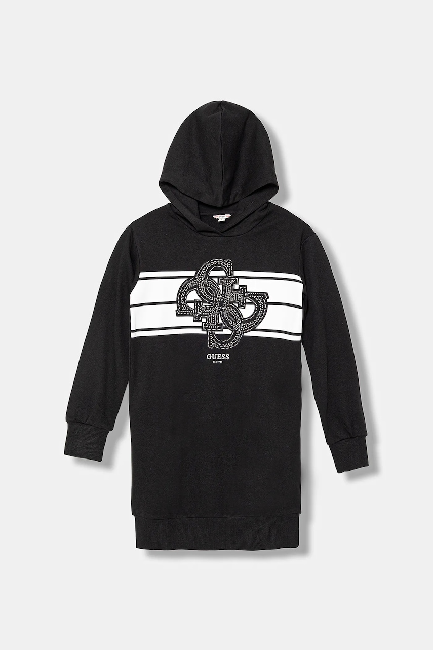 Levně Dětské bavlněné šaty Guess černá barva, mini, J5YK04 KA6R4