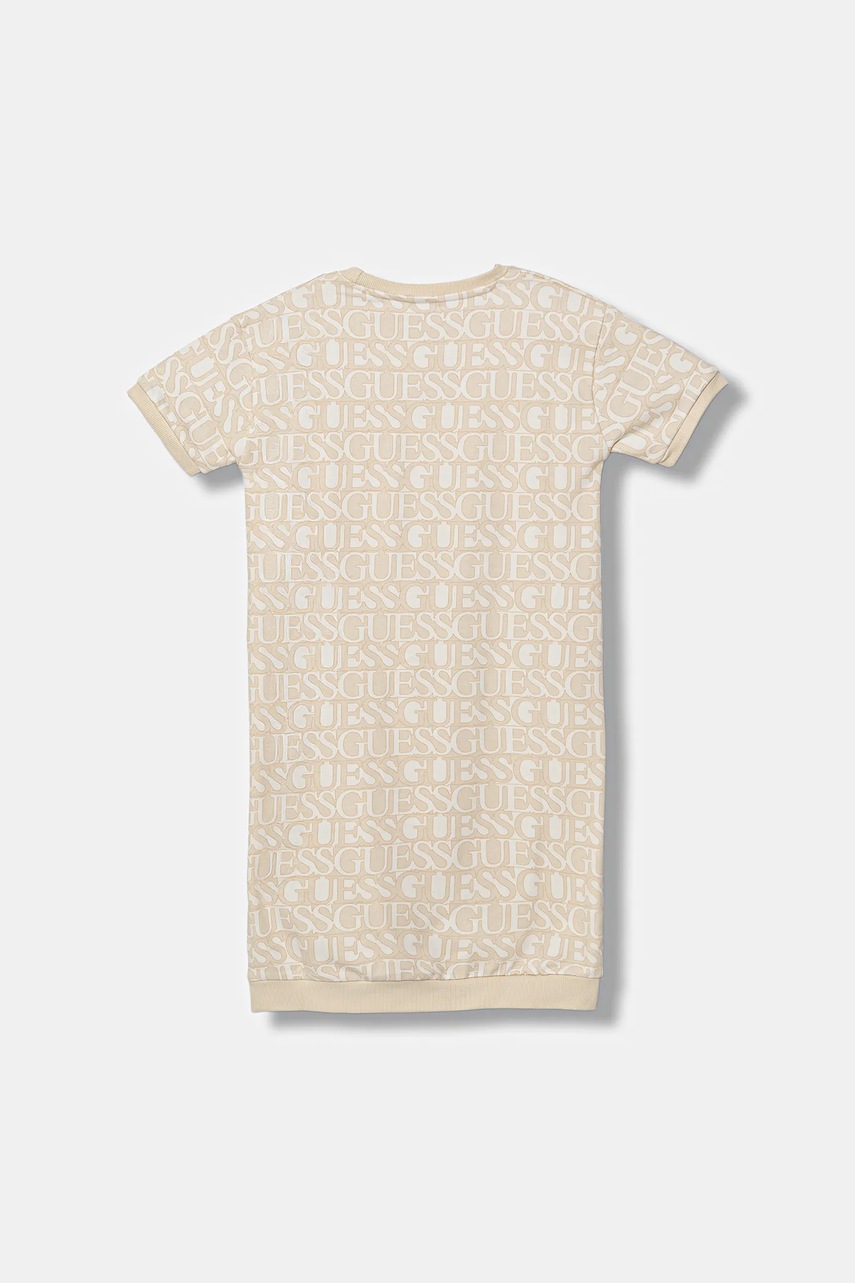 Хлопковое детское платье Guess цвет бежевый mini прямое J5YK07 KAD74