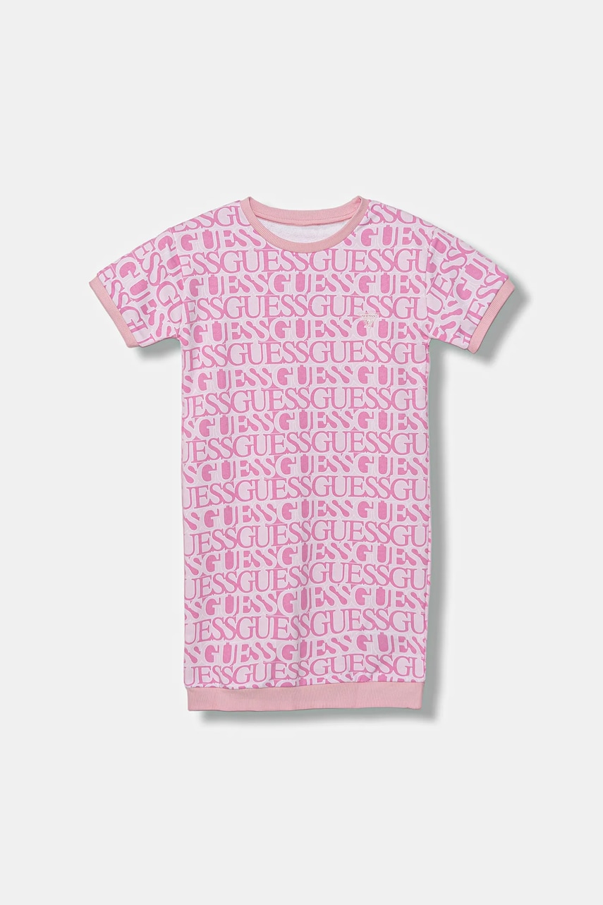 Levně Dětské bavlněné šaty Guess růžová barva, mini, J5YK07 KAD74