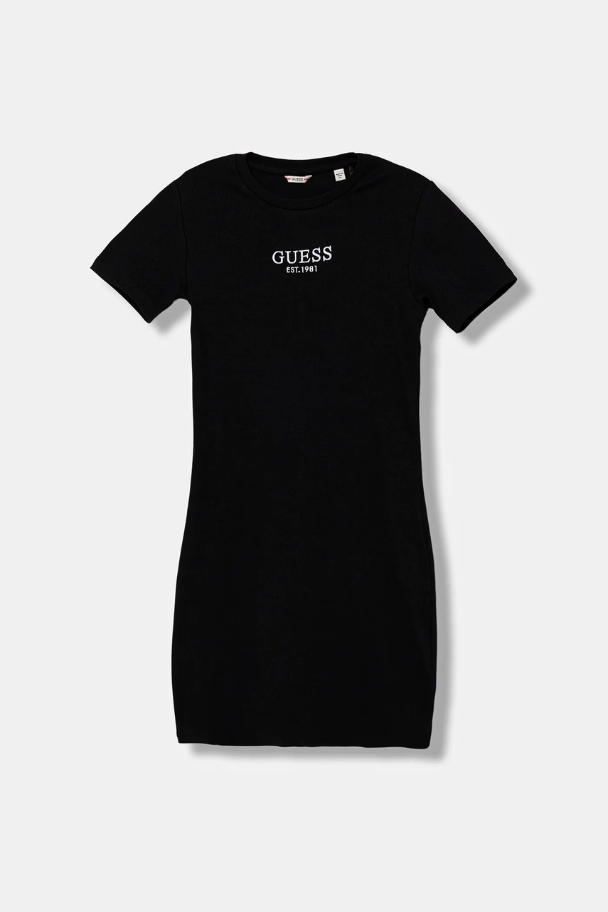 Levně Dívčí šaty Guess černá barva, mini, J5YK11 KBZP4