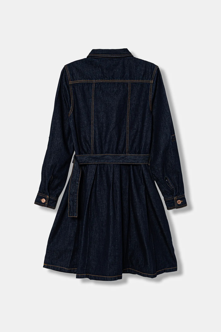 Джинсовое платье Guess цвет синий maxi расклешённое J5YK12 D4EU0