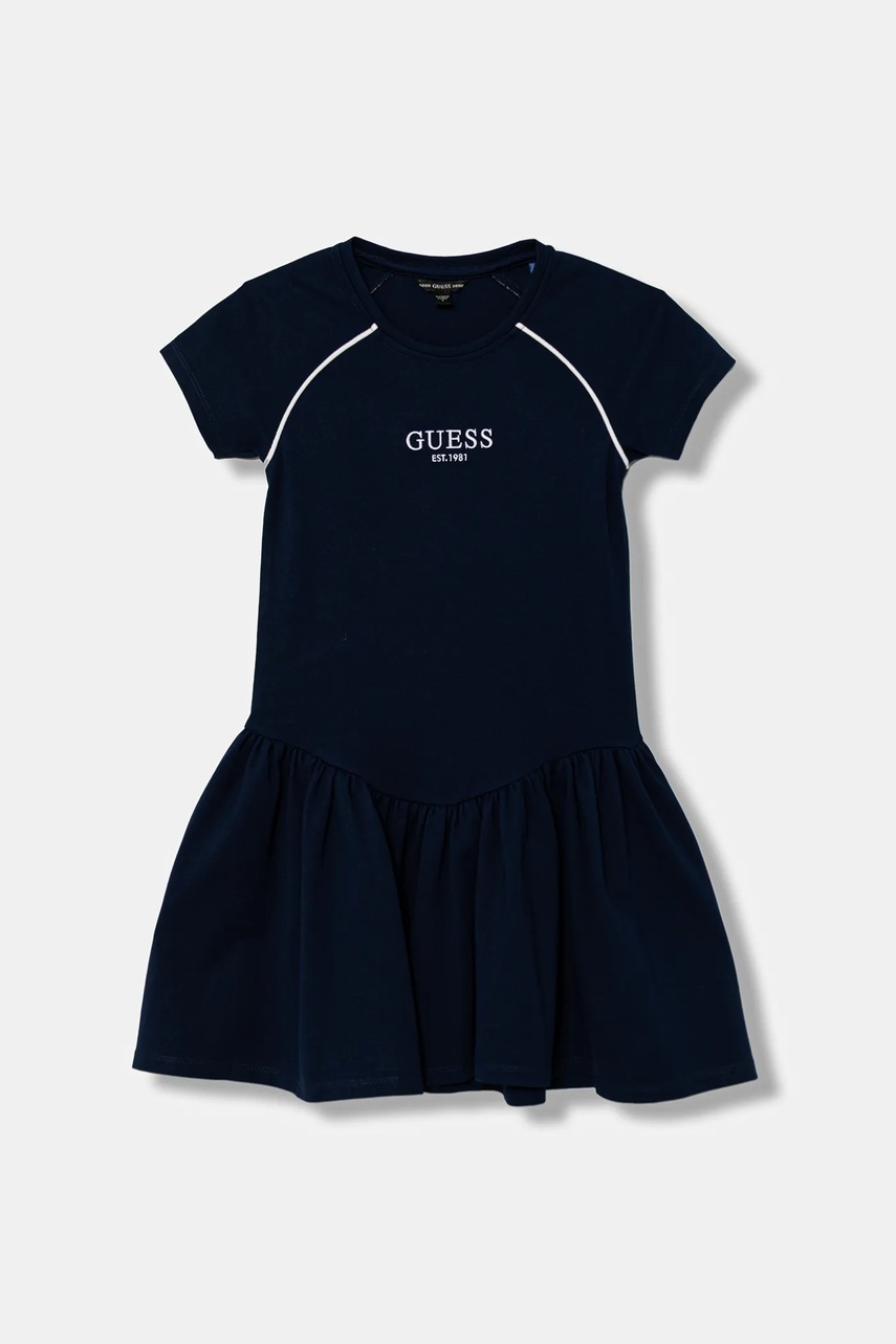 Levně Dívčí šaty Guess tmavomodrá barva, mini, J5YK16 KCY62