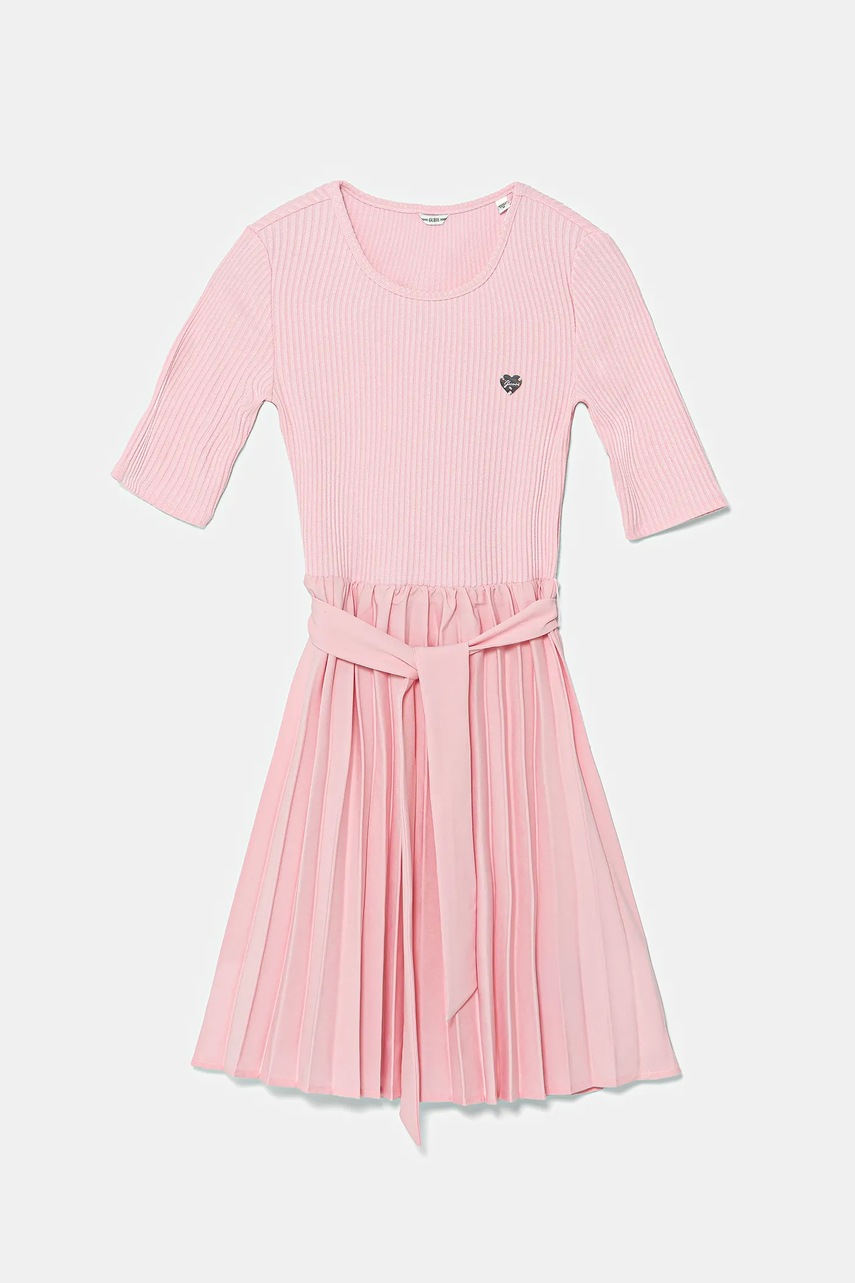 Levně Dívčí šaty Guess růžová barva, midi, J5YK23 RC1S0