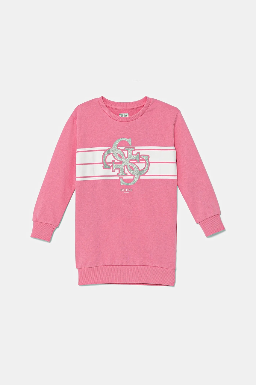 Levně Dětské bavlněné šaty Guess růžová barva, mini, K5YK02 KA6R4