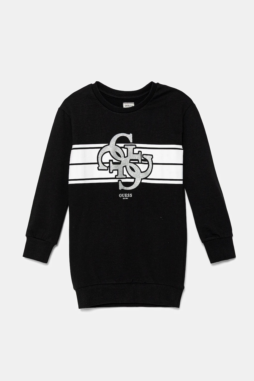 Levně Dětské bavlněné šaty Guess černá barva, mini, K5YK02 KA6R4