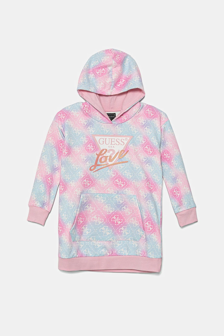 Dětské bavlněné šaty Guess růžová barva, mini, K5YK04 KA6R4