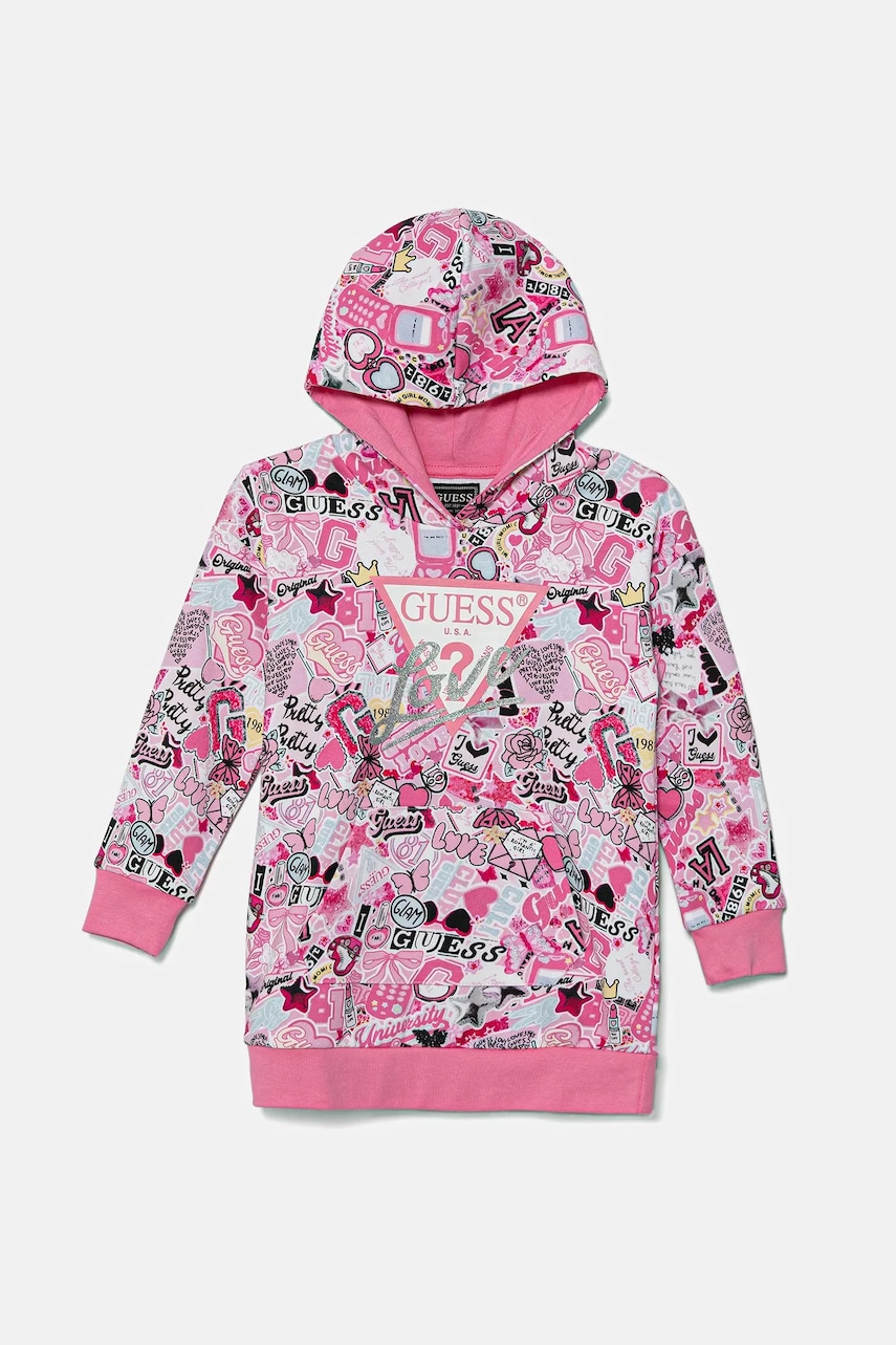 Levně Dětské bavlněné šaty Guess růžová barva, mini, K5YK04 KA6R4