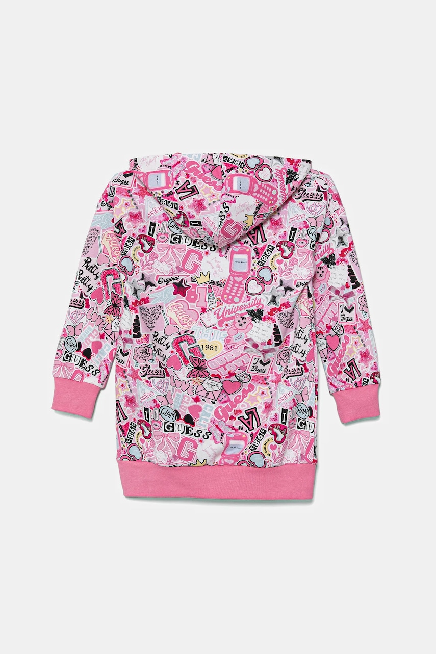 Хлопковое детское платье Guess цвет розовый mini прямое K5YK04 KA6R4 Хлопковое детское платье Guess цвет розовый mini прямое K5YK04 KA6R4