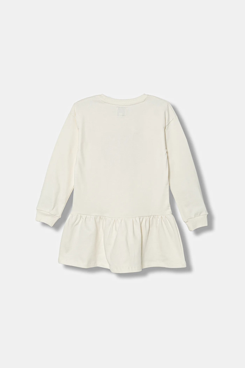 Хлопковое детское платье Guess цвет бежевый mini расклешённое K5YK11 KAD74 Хлопковое детское платье Guess цвет бежевый mini расклешённое K5YK11 KAD74