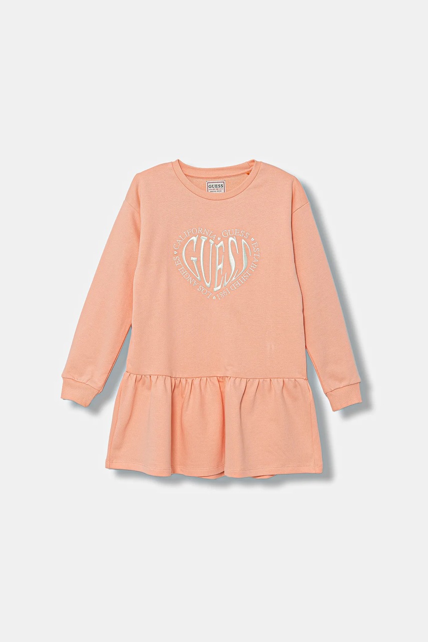 Levně Dětské bavlněné šaty Guess oranžová barva, mini, K5YK11 KAD74