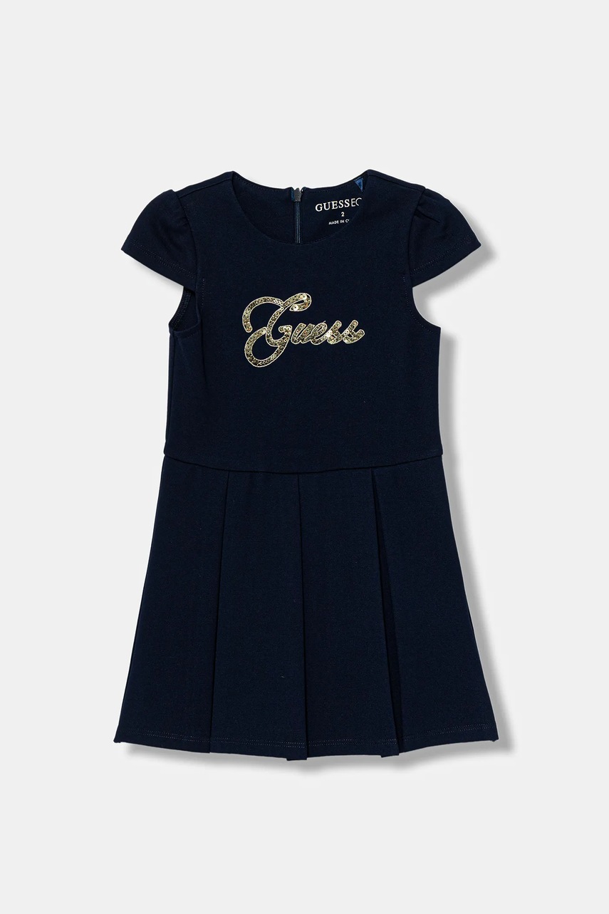 Levně Dívčí šaty Guess tmavomodrá barva, mini, K5YK13 KAUH0