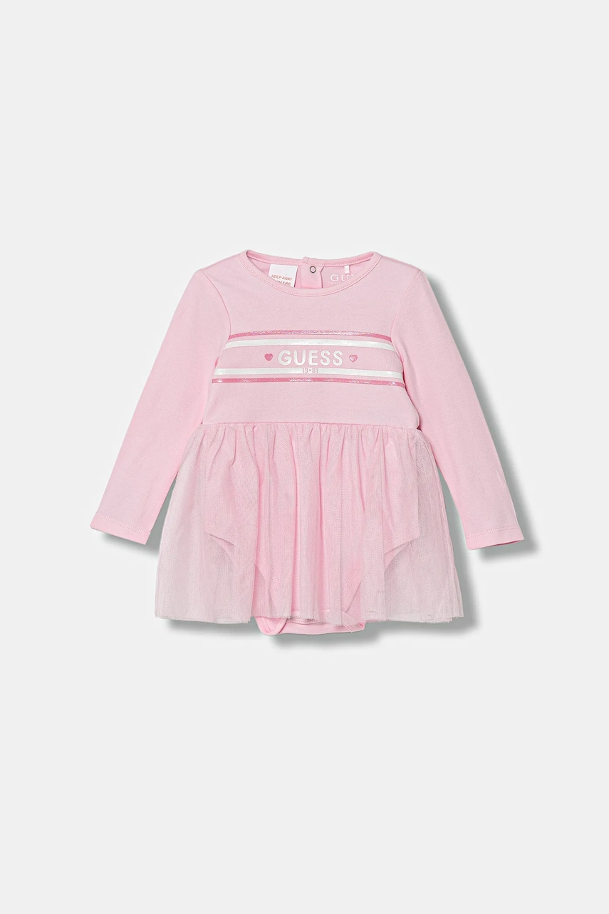 Levně Kojenecké šaty Guess růžová barva, midi, áčková, S5YG00 KA6W4