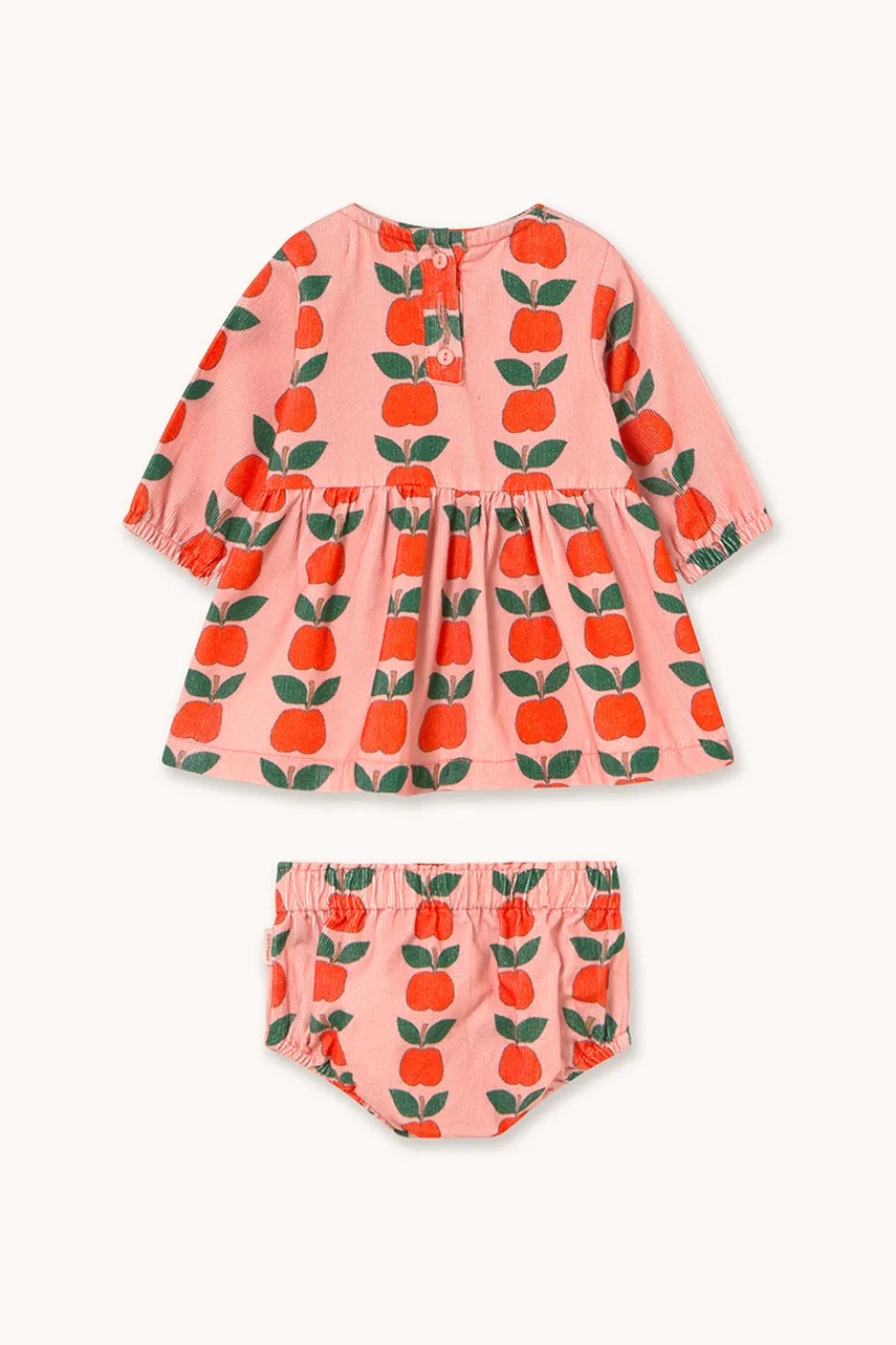 Сукня для немовлят Tinycottons APPLES BABY SET колір рожевий mini розкльошена AW25-385