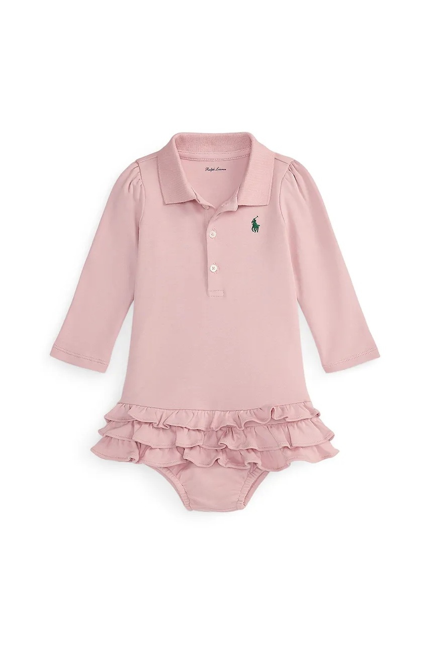 Levně Dětské bavlněné šaty Polo Ralph Lauren růžová barva, mini, 310978846003