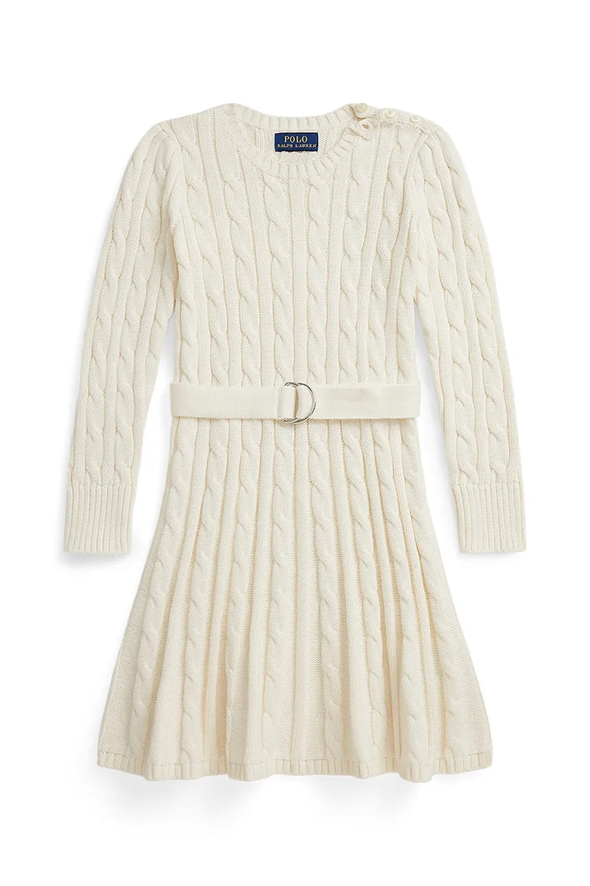 Levně Dětské bavlněné šaty Polo Ralph Lauren béžová barva, mini, 312978859001