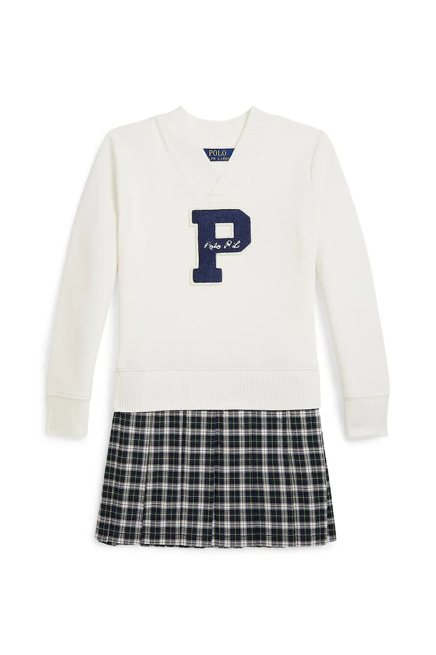 Детское платье Polo Ralph Lauren цвет белый mini прямое 312979024001 Детское платье Polo Ralph Lauren цвет белый mini прямое 312979024001