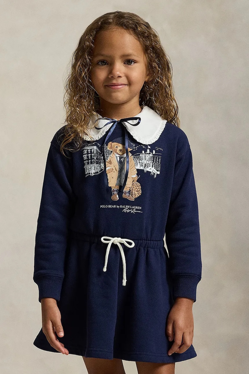 Levně Dívčí šaty Polo Ralph Lauren tmavomodrá barva, mini, 312979035001