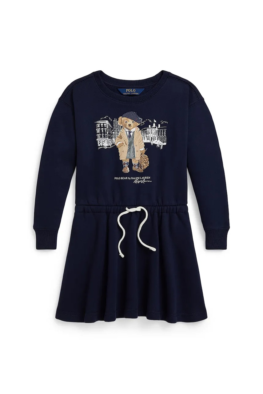 Детское платье Polo Ralph Lauren цвет синий mini расклешённое 312979035001 Детское платье Polo Ralph Lauren цвет синий mini расклешённое 312979035001