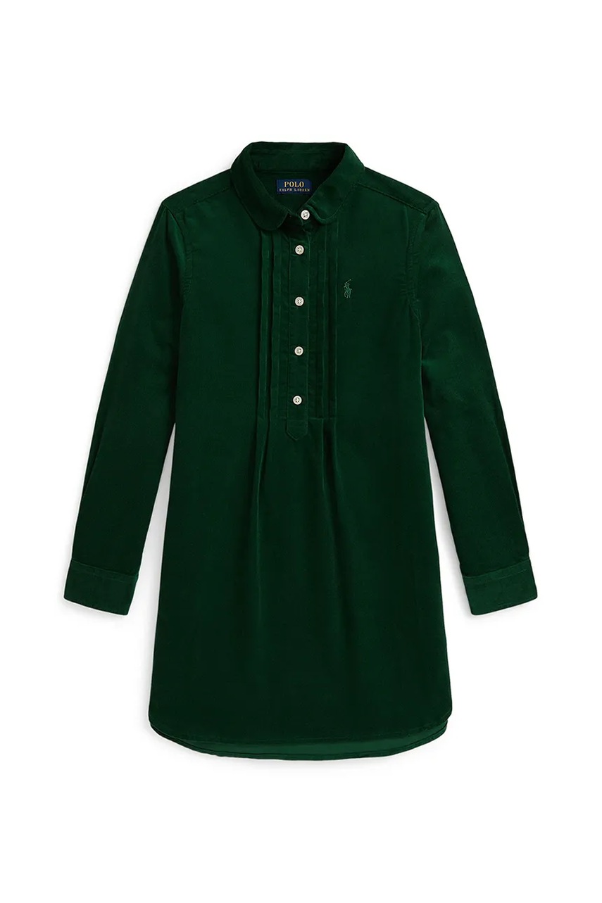 Levně Dětské bavlněné šaty Polo Ralph Lauren zelená barva, mini, 313A98220001