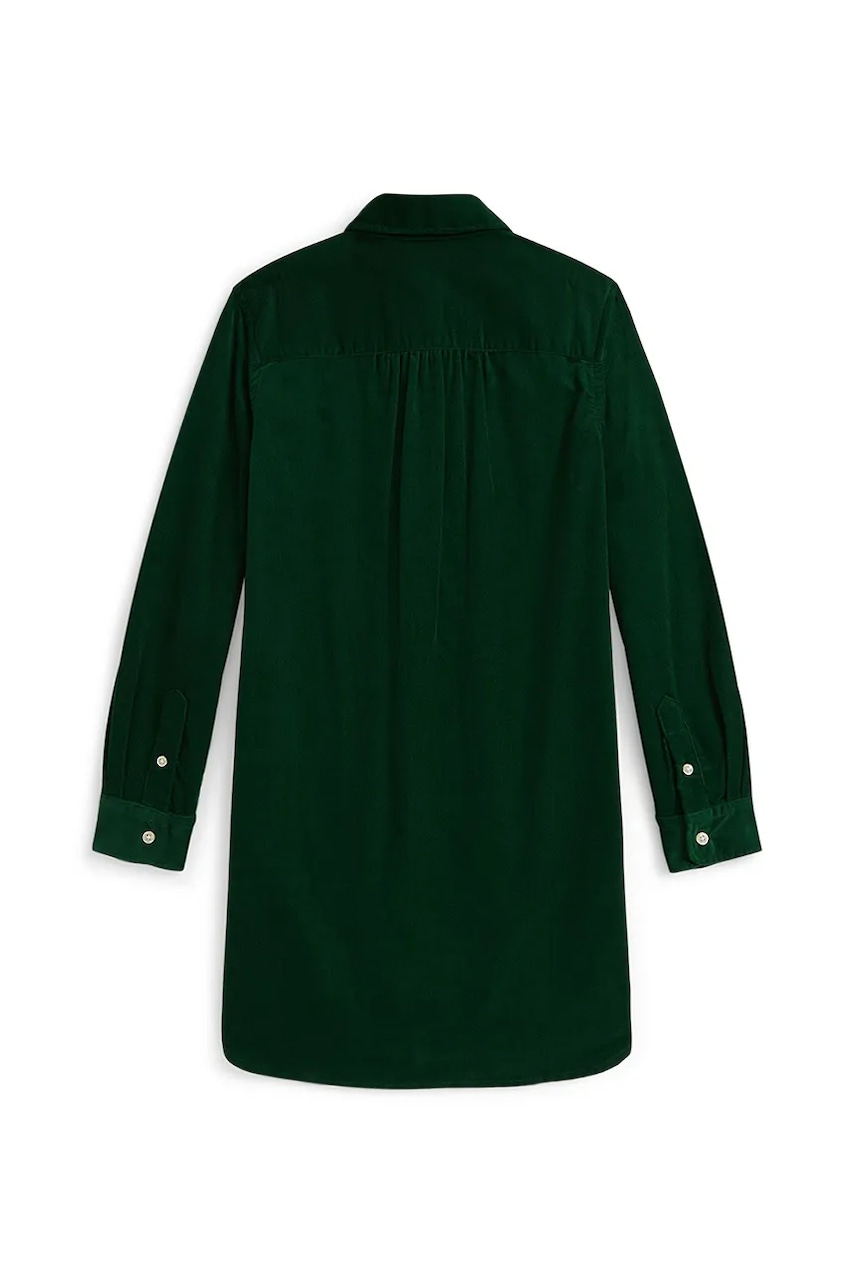 Хлопковое детское платье Polo Ralph Lauren цвет зелёный mini прямое 313A98220001 Хлопковое детское платье Polo Ralph Lauren цвет зелёный mini прямое 313A98220001